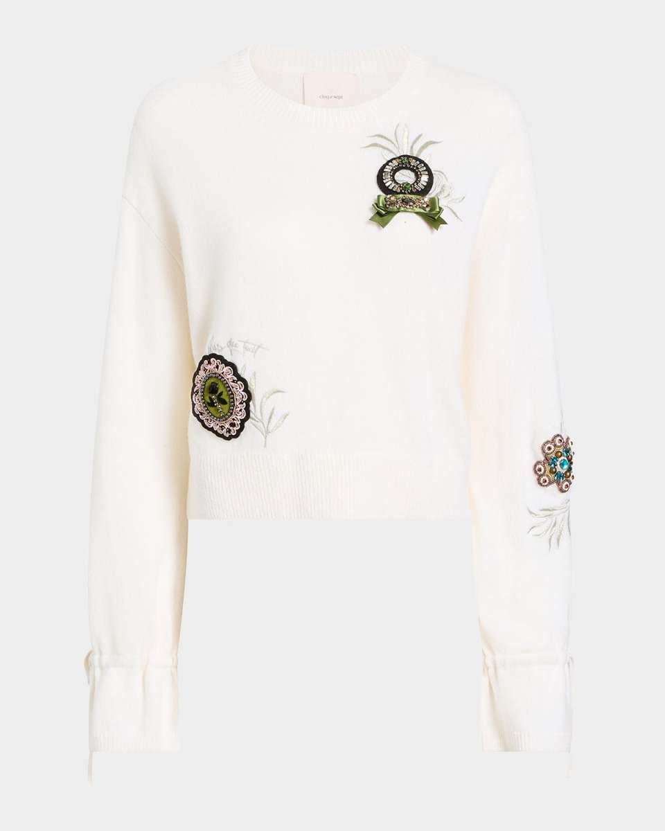 Heritage Rose Patch Embroidered Crewneck Sweater